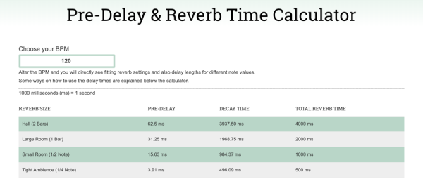 QuickTip – Pre-Delay Reverb Calculator – Going to 11